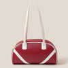 Stripe Accent Faux Leather Hand Bag: RD