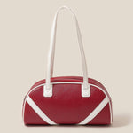 Stripe Accent Faux Leather Hand Bag: RD