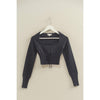 Black Drawstring Detailed Sweater Crop Top