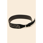 Metallic Stars Studded Faux Leather BLACK Belt