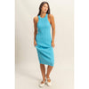 Blue Maya Round Neck Bodycon Ribbed Knit Dress