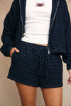 Polka Dot Denim Shorts