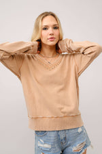 V Neck Studded Pullover