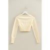 Cream Drawstring Detailed Sweater Crop Top