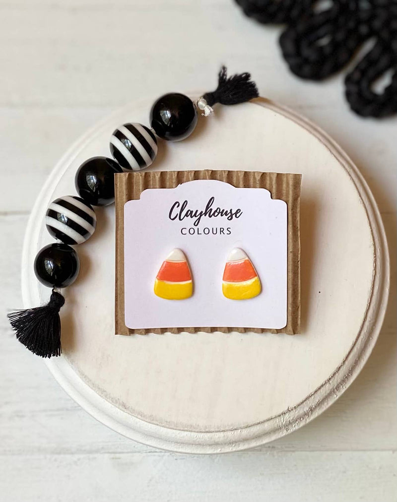 Orange Candy Corn Stud Earrings