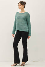Teal Fisherman Crochet Sweater