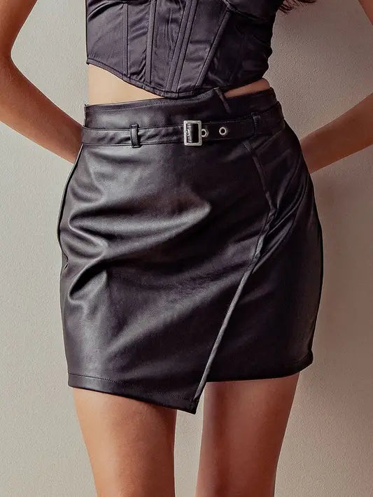 Asymmetrical Faux Leather Skirt