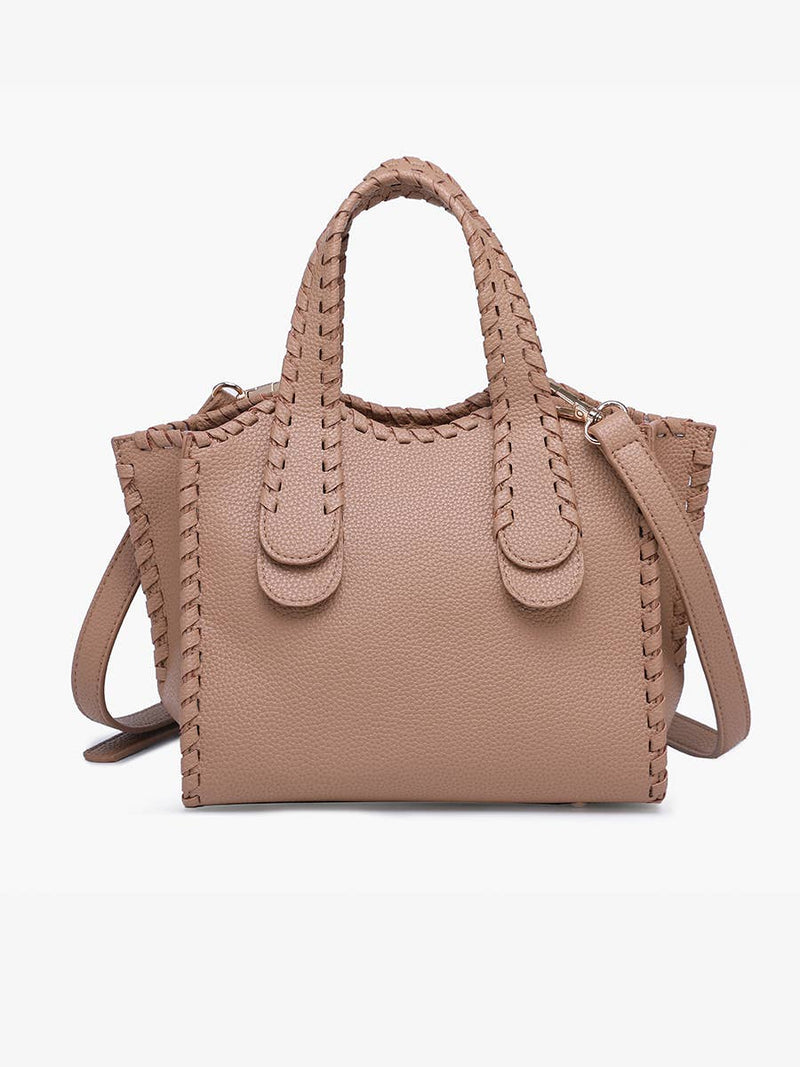 Taupe Marla Whipstitch Shaped Satchel