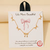 Gold Dipped Mini Ribbon Bow Station Charms Chain Necklace