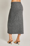 Grey High Waisted Sweater Midi Skirt