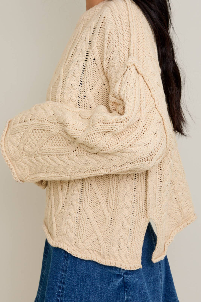 Cream Oversized Cable Knit Sweater