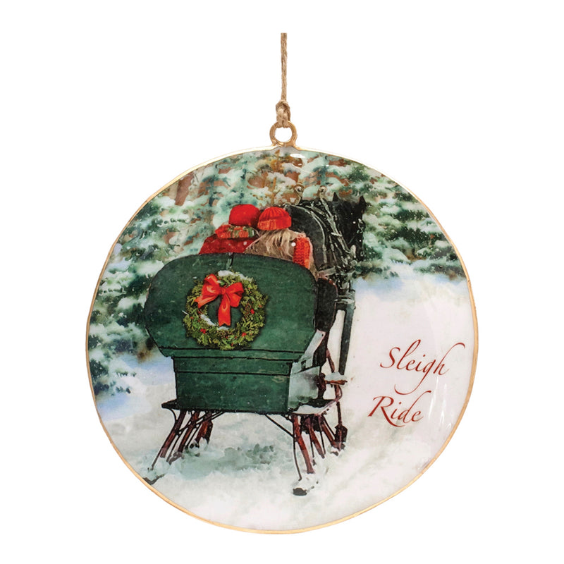 Sleigh Ride Metal Disc Ornament