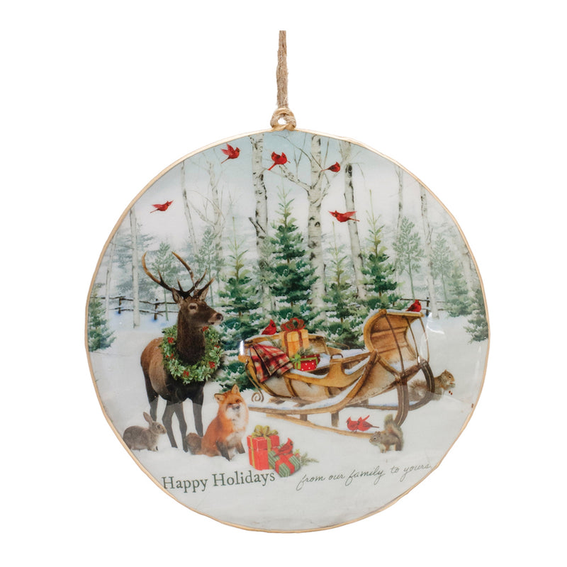 Forest Animals Metal Disc Ornament