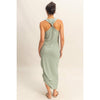 Sage Green Scoop Neck Side Tie Detail Midi Dress