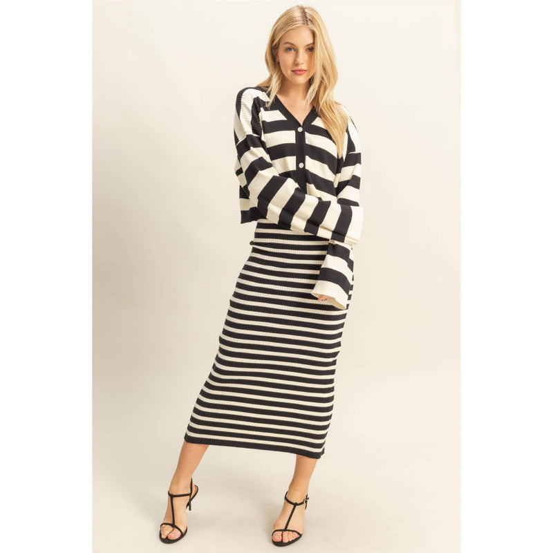 Black & White Striped Sweater Dress