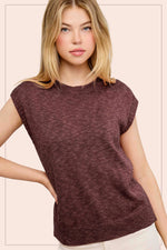 Cocoa Loose Fit Knit Crew Neck Top