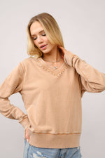 V Neck Studded Pullover