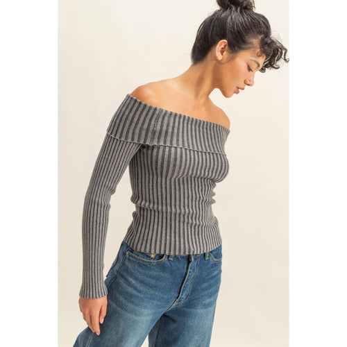 Off-Shoulder Charcoal Top