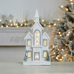 LED Wooden Church - 10.75"L X 22"H