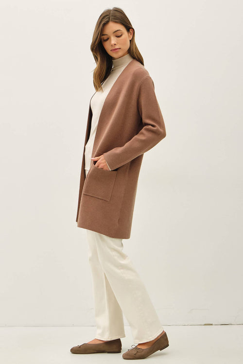 Open Front Cocoa Knit Sweater Coat