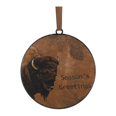 Bison Double Sided Metal Disc Ornament