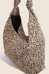 Knotted Strap Leopard Print Hobo Shoulder Bag