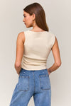 IVORY ASYMMETRICAL NECK SWEATER TOP
