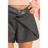 Black Leather Belted Skort Modern