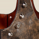 Black Weathered Faux Leather/Studs Bucket Bag