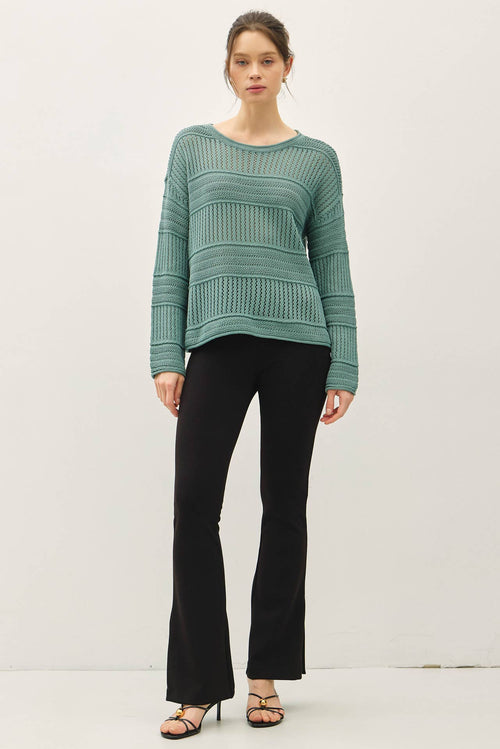 Teal Fisherman Crochet Sweater