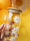 Daisy & Bees Glass Cup