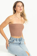 Mocha Strapless Crop Top