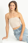 Oatmeal Strapless Crop Top