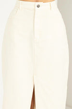 Feeling Fresh Front Cream Slit Midi Skirt