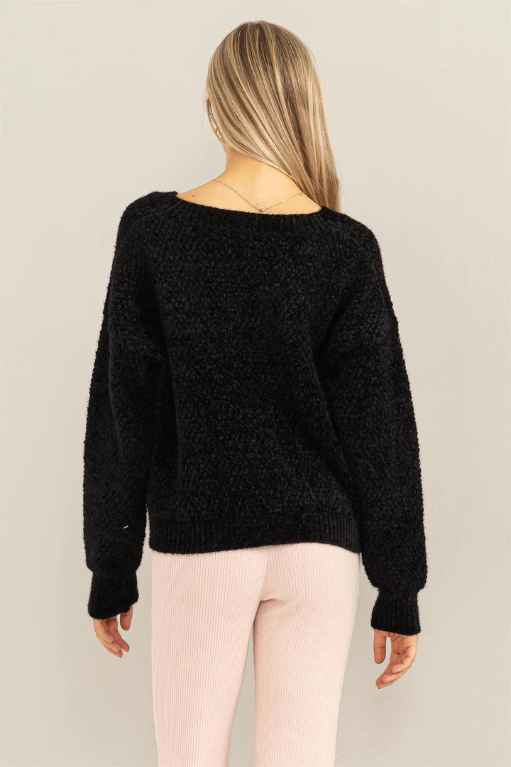 Black Chenille Betty Sweater