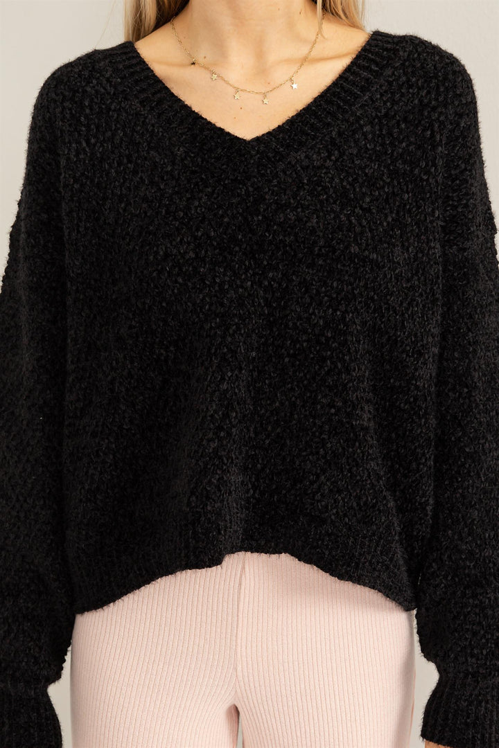 Black Chenille Betty Sweater