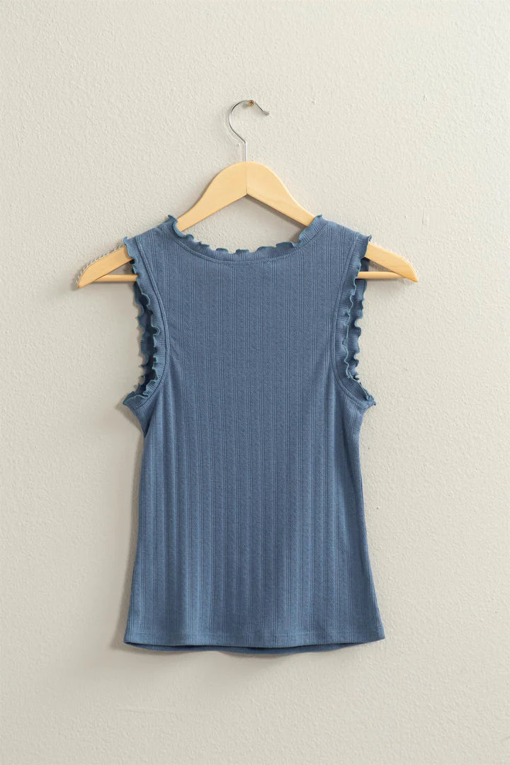 Grey Blue Lettuce Edge Top