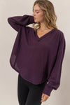 Jackie Purple Waffle Knit Long Sleeve