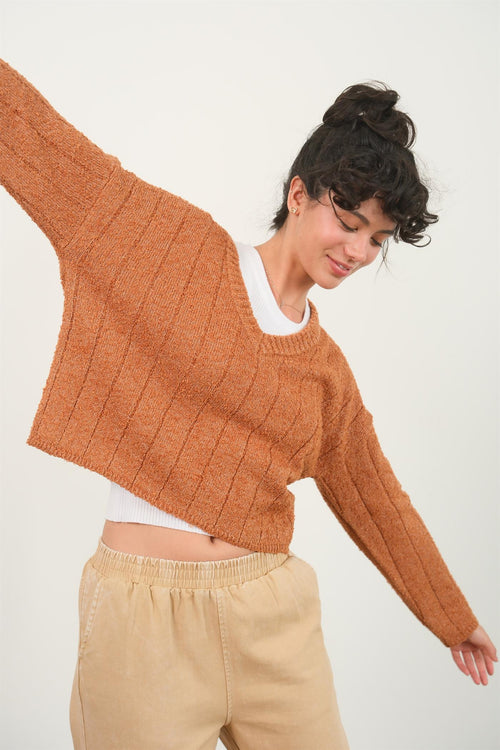 Leah Rust V-Neck Sweater