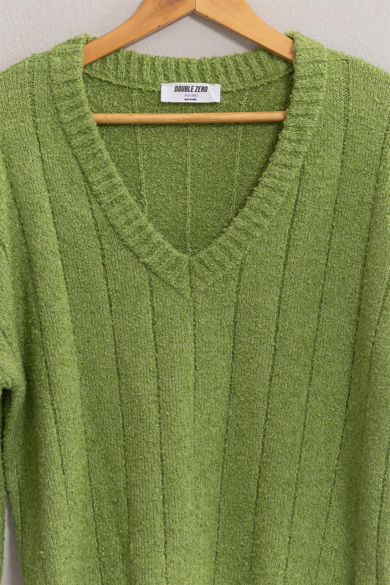 Leah Olive V-Neck Sweater