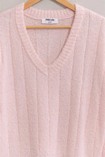 Leah Pale Pink V-Neck Sweater