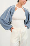 Oversized Grey Blue Cropped Shrug