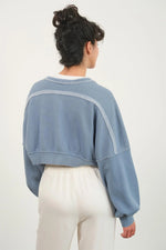 Oversized Grey Blue Cropped Shrug