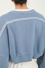 Oversized Grey Blue Cropped Shrug