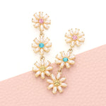 Triple Flower Link Earrings