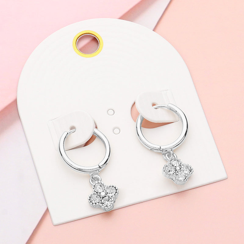 Stone Quatrefoil Dangle Huggie Earrings | Multiple Colors