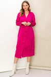 Loved Fuchsia Satin Midi Dress