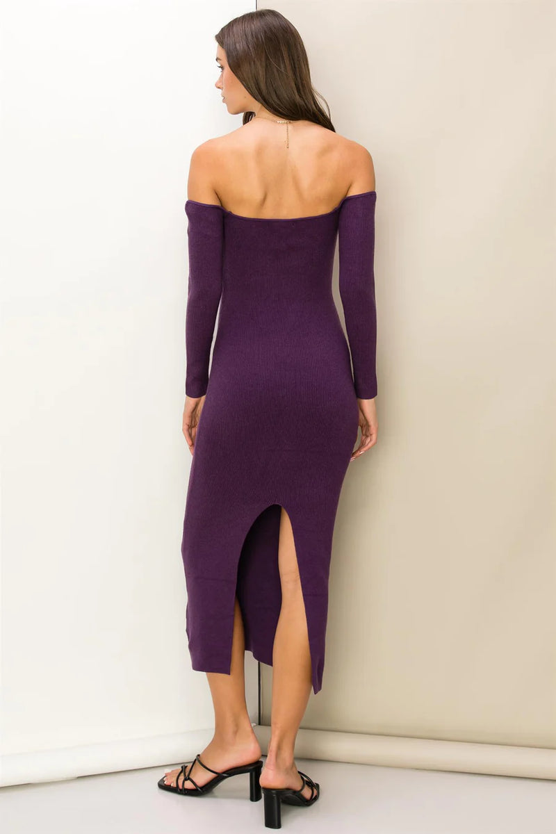 Speak Now Off-The-Shoulder Bodycon Midi Dress