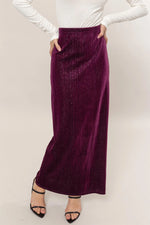 Plum Velour Maxi Skirt