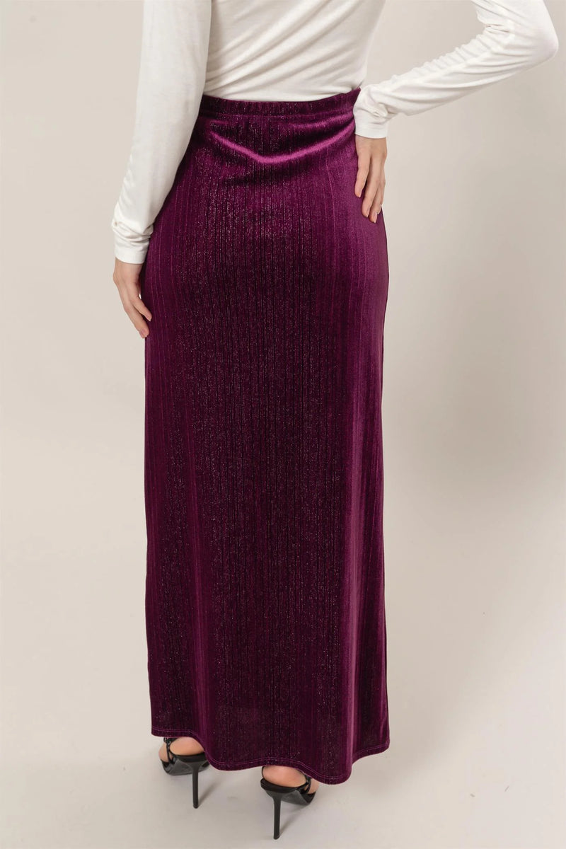 Plum Velour Maxi Skirt